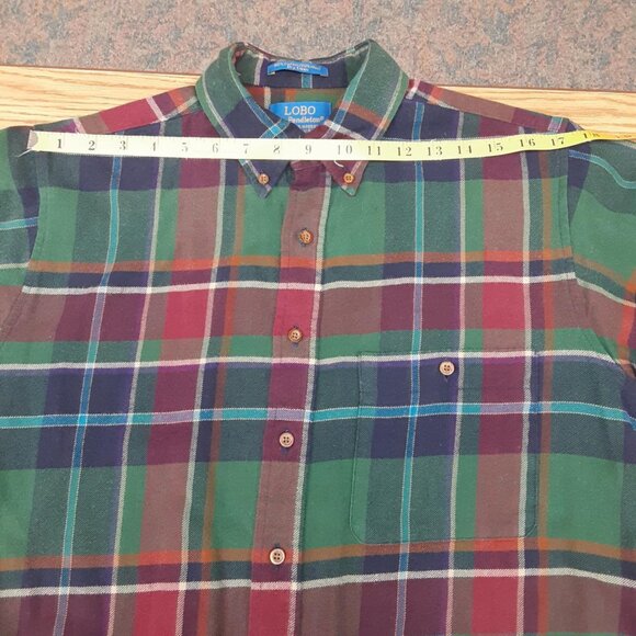 Pendleton Lobo Cotton Wool Blend Green Red Tartan plaid flannel Men's Large USA - Picture 8 of 11